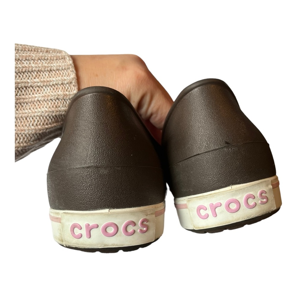 Crocs Crocband Loafer in Chocolate Brown and Millennial Pink Women’s Size 11 - Picture 6 of 9